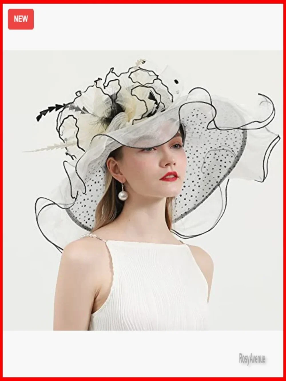 Organza Derby Hat with Feather Fascinator for Wedding Tea Party